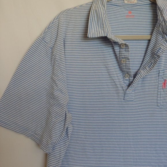 Johnnie O striped mens blue and white short sleeve teeshirt XL - Picture 2 of 13